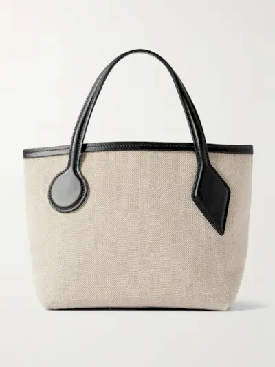 Sprout Micro Leather-Trimmed Canvas Tote
