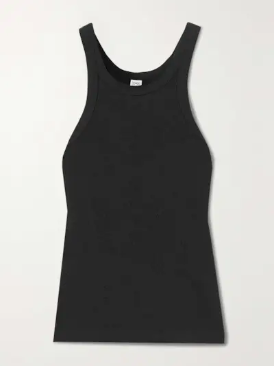 + Net Sustain Curved Ribbed Stretch Organic Cotton-Jersey Tank