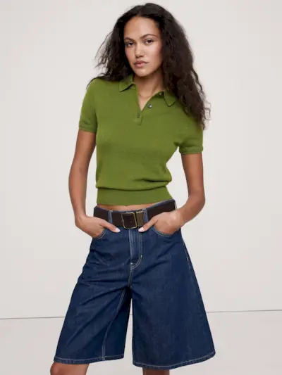 Banana Republic, Lightweight Cashmere Short-Sleeve Sweater Polo