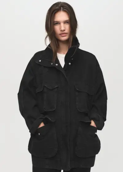 Oversized Denim Parka With Pockets - Women | Mango Usa