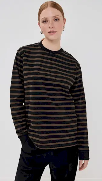 Tibi Striped Perfect Tee Crew Neck