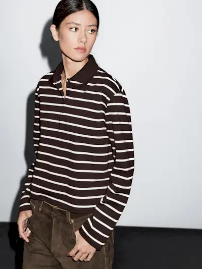 100% Cotton Striped Polo Shirt