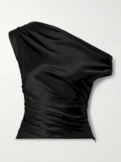 Phare One-Shoulder Draped Silk-Blend Satin Top