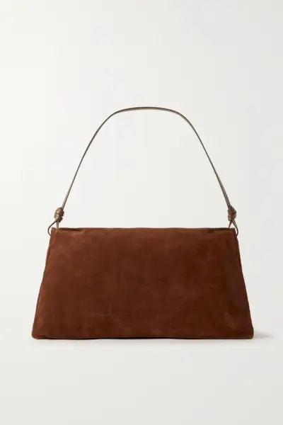 Vivi Leather-Trimmed Suede Shoulder Bag
