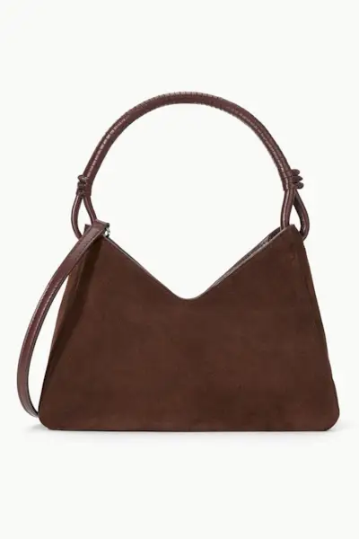 Staud Valerie Shoulder Bag in Mahogany Suede