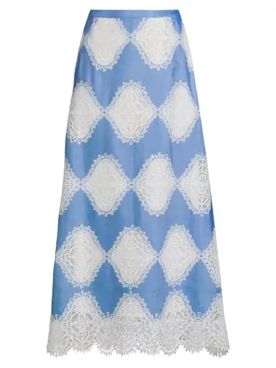 Misook, Lace Appliqué A-Line Maxi Skirt