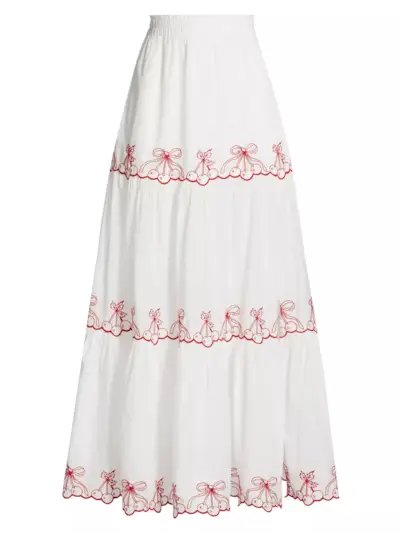 LoveShackFancy, Jemila Cherry-Embroidered Maxi Skirt