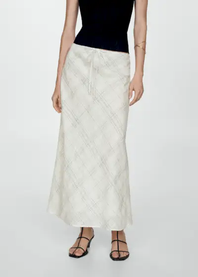 Printed Linen-Blend Skirt