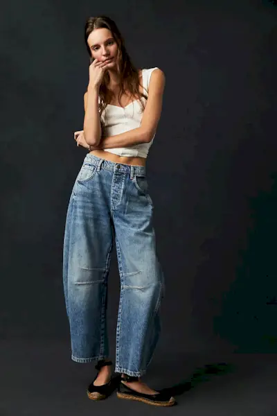 Free People, We The Free Good Luck Mid-Rise Barrel Jeans