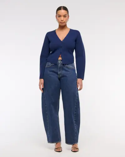 Abercrombie & Fitch, Curve Love Mid Rise Barrel Jeans