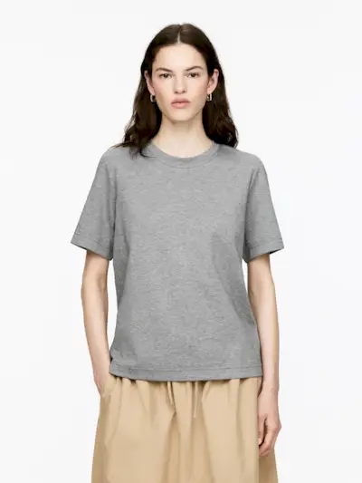 Pearl Interlock T-Shirt – Grey Melange – Women – Arket Gb