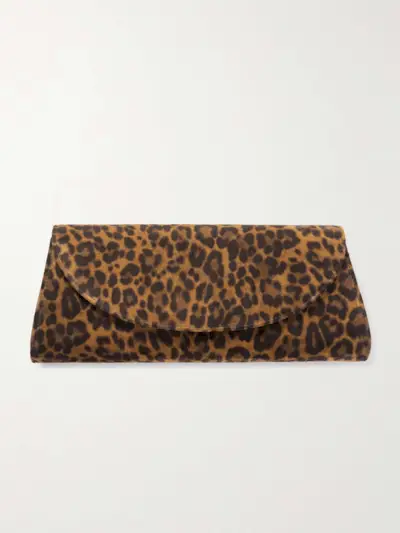Opera Leopard-Print Suede Clutch
