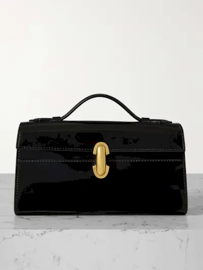 Symmetry Pochette Glossed-Leather Tote
