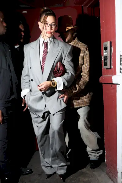 Hailey Bieber and Justin Bieber are seen leaving Funke on October 23, 2024 in Beverly Hills, California.