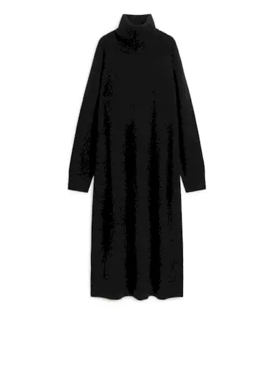 Cashmere-Wool Roll-Neck Dress - Black - Arket Gb
