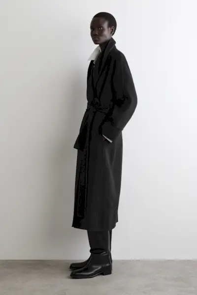 Belted Double-Faced Wool Long Coat