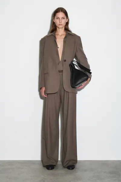 Wool-Blend Wide-Leg Trousers