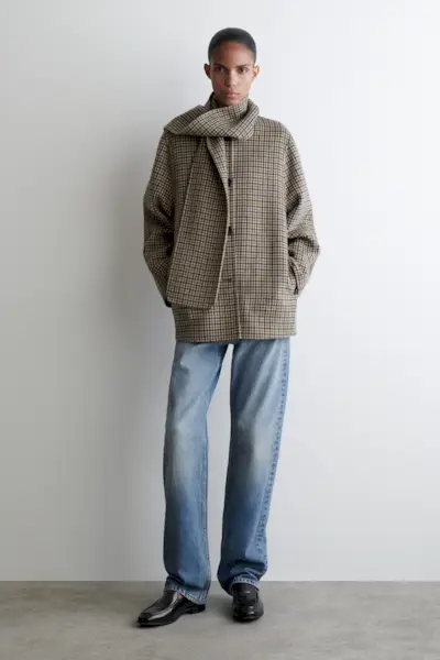 Double-Faced Wool Scarf Short Jacket
