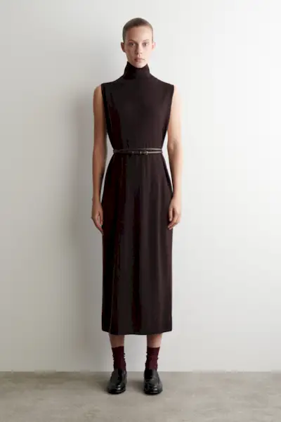 Merino Wool Roll-Neck Midi Dress