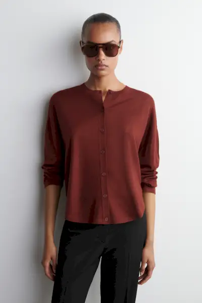 Circle-Cut Merino Wool Cardigan