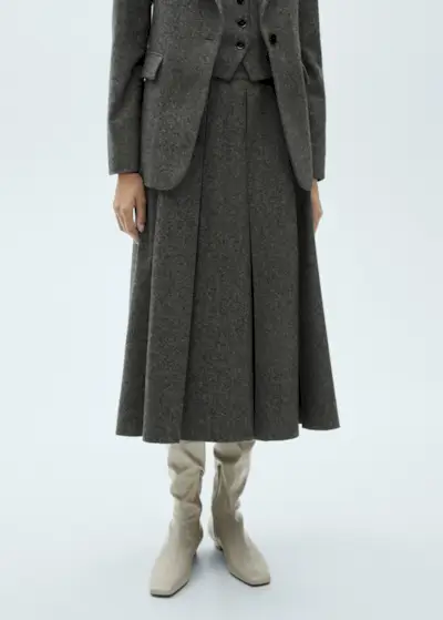 Marbled Wool Pleated Skirt - Women | Mango Usa