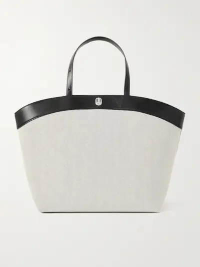 Tondo Large Leather-Trimmed Canvas Tote