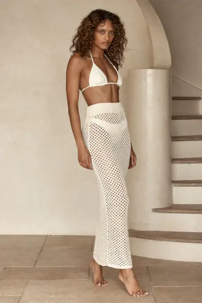 Cape May Skirt in Ivory Crochet