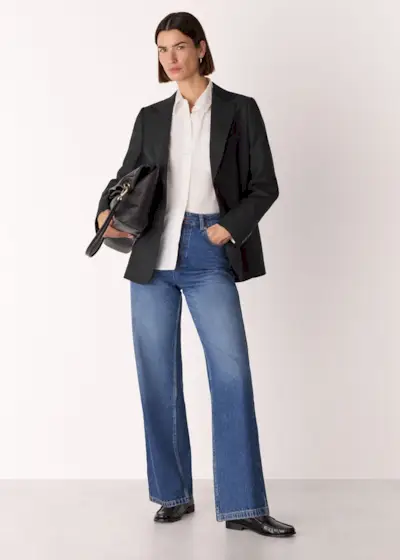 Black Single Breasted Wool Blazer