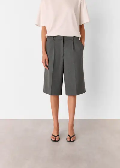 Grey Formal Pleat Front City Short