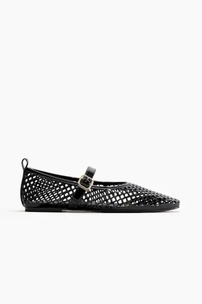 Perforated Mary Jane Ballet Pumps