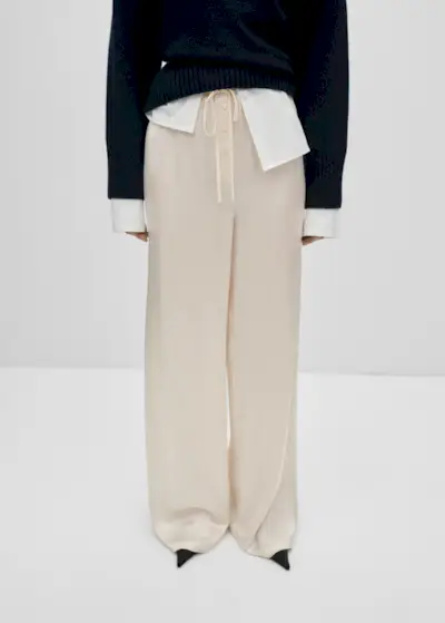 100% Silk Wideleg Pants - Women | Mango Usa