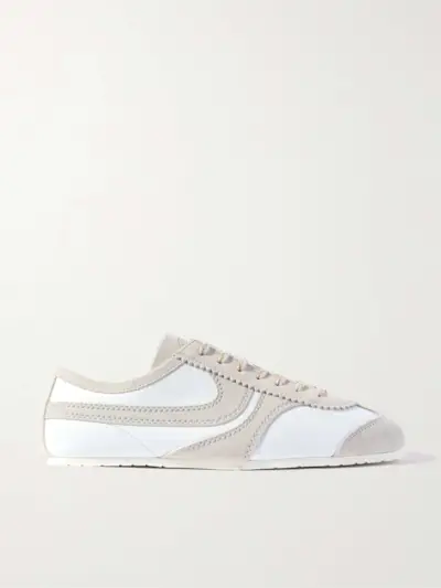 Suede-Trimmed Leather Sneakers