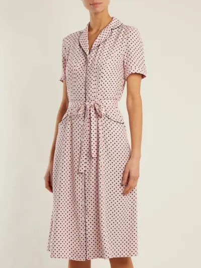 HVN + Maria Polka-Dot Print Silk Dress