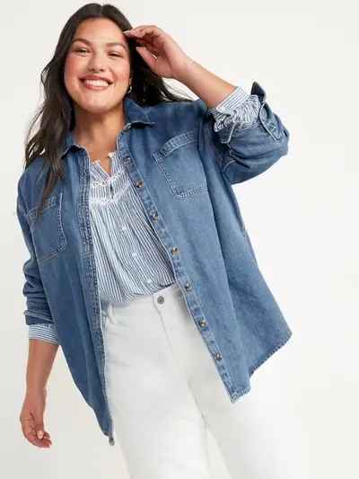 Gap + Oversized Boyfriend Utility-Pocket Jean Shirt