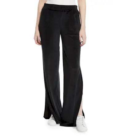 Cushnie + Low-Rise Split-Leg Velour Active Pants