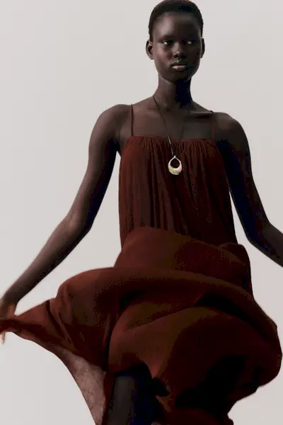 Plissé Strappy Dress