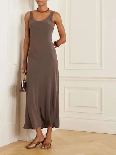 Silk Crepe De Chine Midi Dress