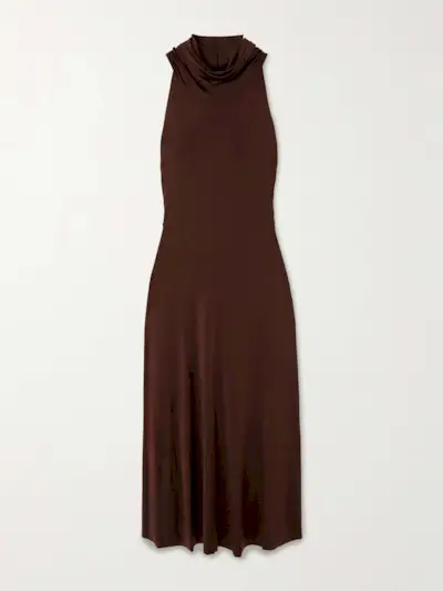 Hooded Stretch-Jersey Midi Dress
