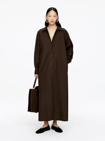 Oversized Shirt Dress – Dark Brown – Women – Arket Gb