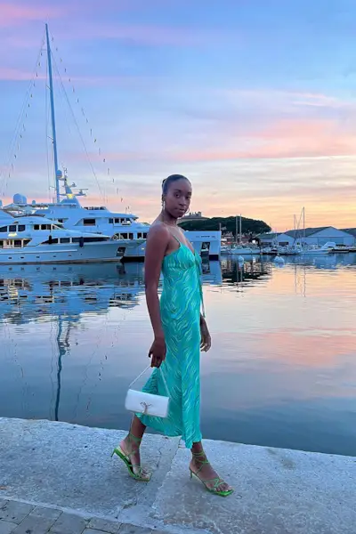 woman wearing ankle-tie heels