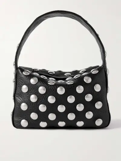 Elena Small Studded Textured-Leather Shoulder Bag