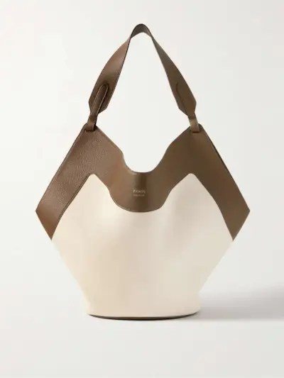Lotus Medium Leather-Trimmed Canvas Tote