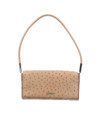 Gucci + Ostrich Flap Shoulder Bag