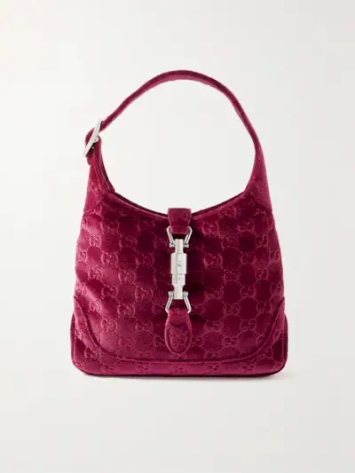 Gucci + Jackie 1961 Velvet-Jacquard Shoulder Bag