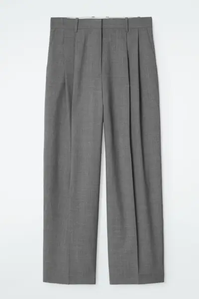 Wide-Leg Tailored Twill Pants
