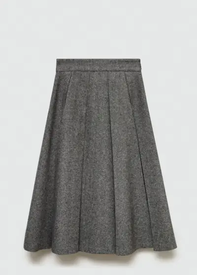 Marbled Wool Pleated Skirt - Women | Mango Usa