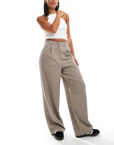 Miss Selfridge Tailored Wide Leg Dad Pants in Warm Gray