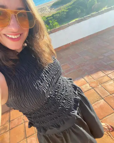 Navy blue ruched top and skirt