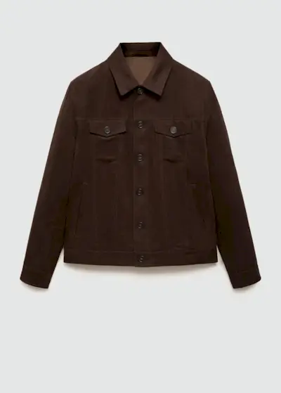 Suede-Effect Jacket With Pockets