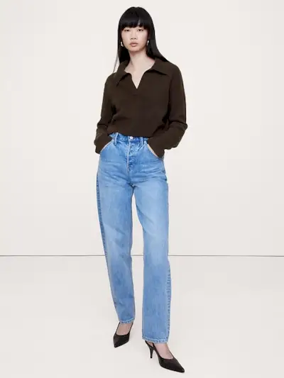 Cashmere Cropped Sweater Polo